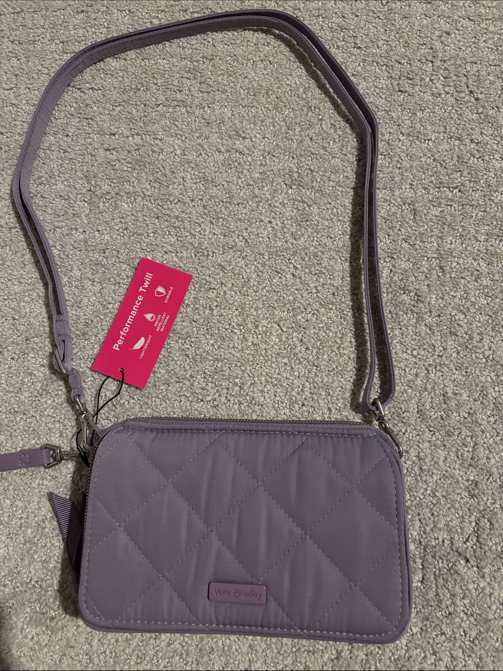 Vera Bradley Quilted Lavender Crossbody Shoulder Bag